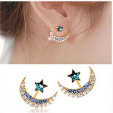 Moon and Star Cuff Wrap Earrings